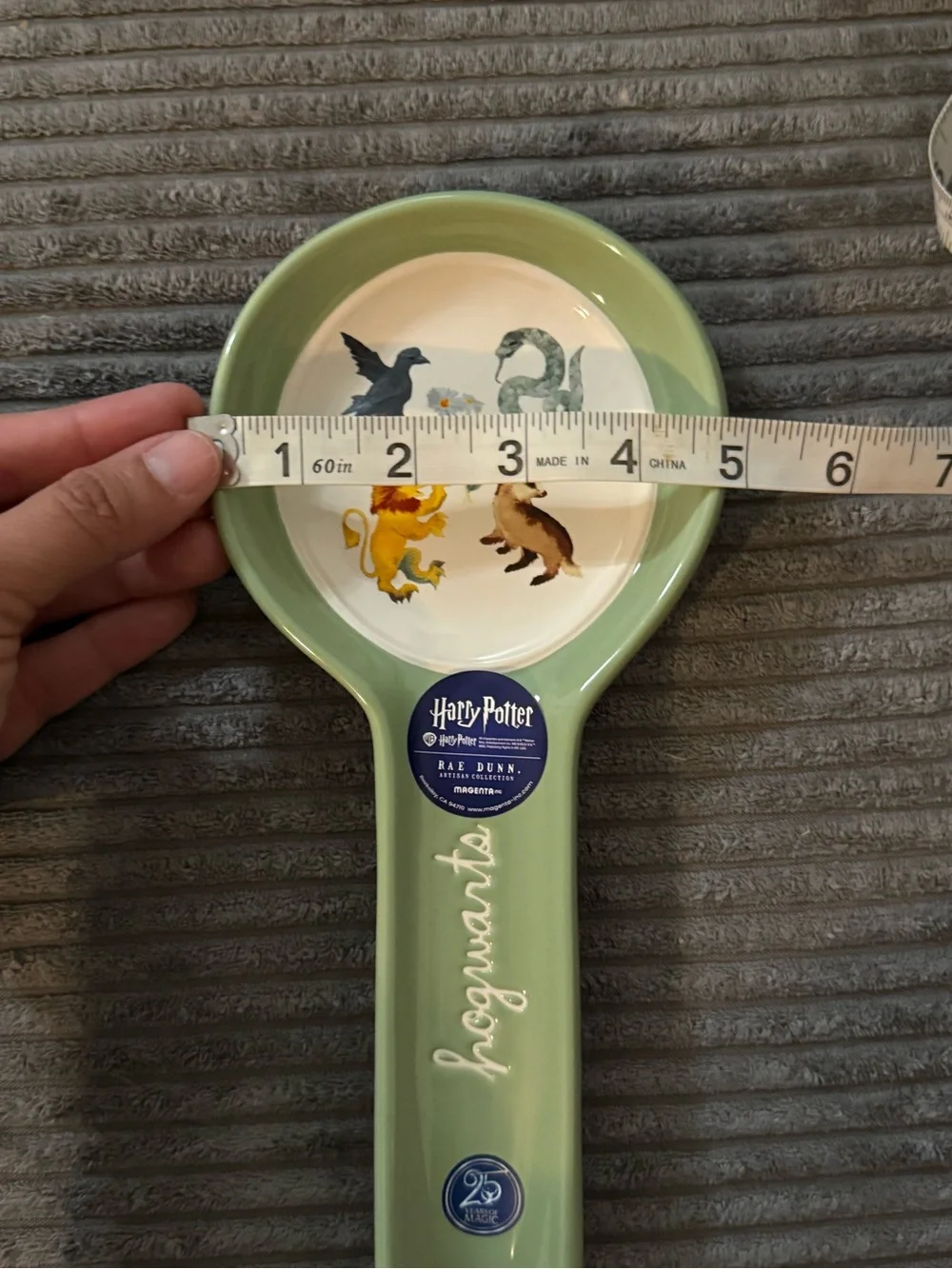 Rae Dunn x Harry Potter Pale Sage Green 'Hogwarts' Ceramic Spoon Rest NWT